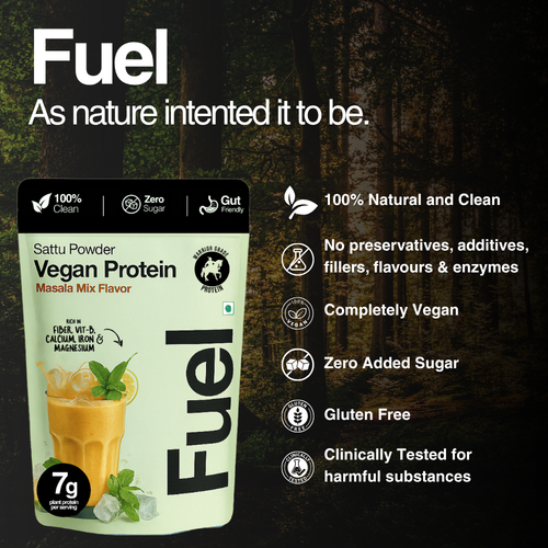 Fuel Vegan Protein Powder | Sattu Powder | Net Wt 454 grams | Instant 30 sec mix